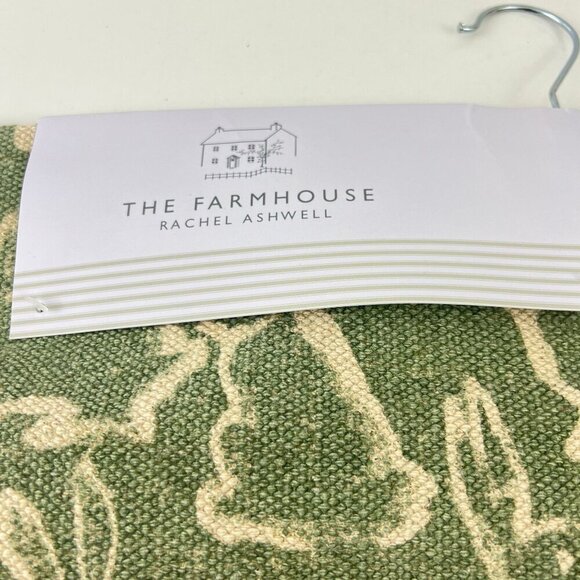 Rachel Ashwell Farmhouse Table Runner 16" X 72" Green & Beige 100% Cotton Bunny - Picture 7 of 8